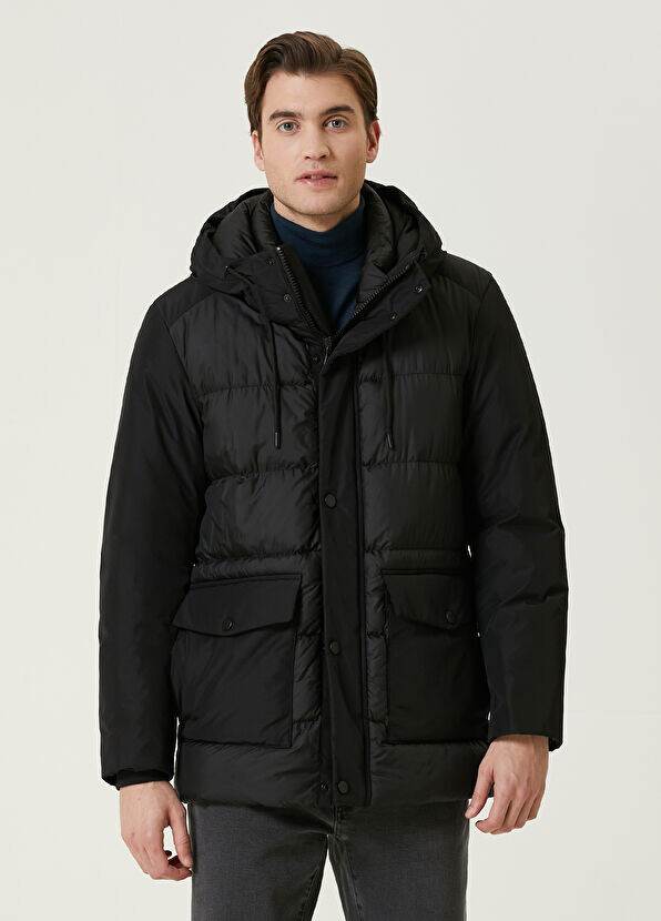 

Стеганое пальто с деталью гарни на капюшоне Beymen Collection, черный
