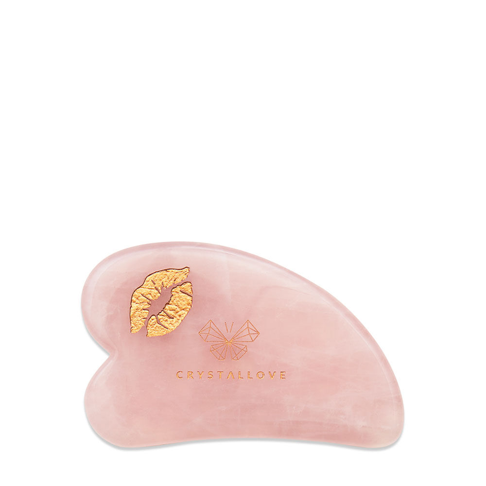 Набор: массажная пластина для лица selflove с розовым кварцем гуаша Crystallove Crystal Collection, 1 шт. подвеска из розового кварца и агата 2 шт