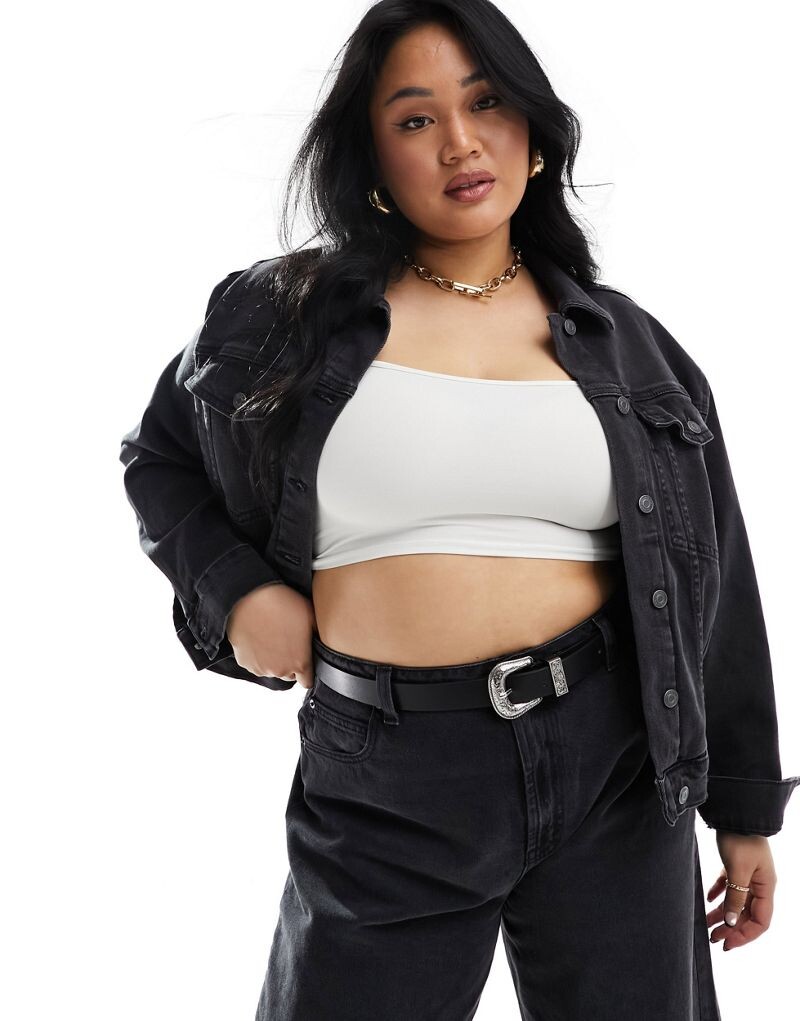 

Черные джинсы в стиле вестерн с ремнем на талии и бедрах ASOS DESIGN CURVE