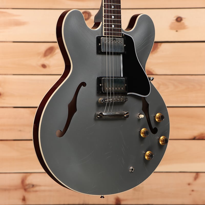 Электрогитара Gibson PSL 1961 ES-335 Ultra Light Aged - Silver Poly/Sparkling Burgundy - 130668 - PLEK'd
