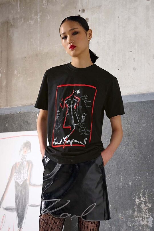 

Хлопковая футболка x The Ultimate icon Karl Lagerfeld, черный