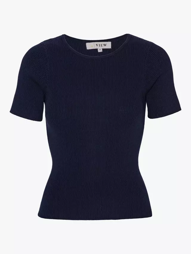 

Топ A-VIEW Rib Knit Short Sleeve, цвет 699/navy