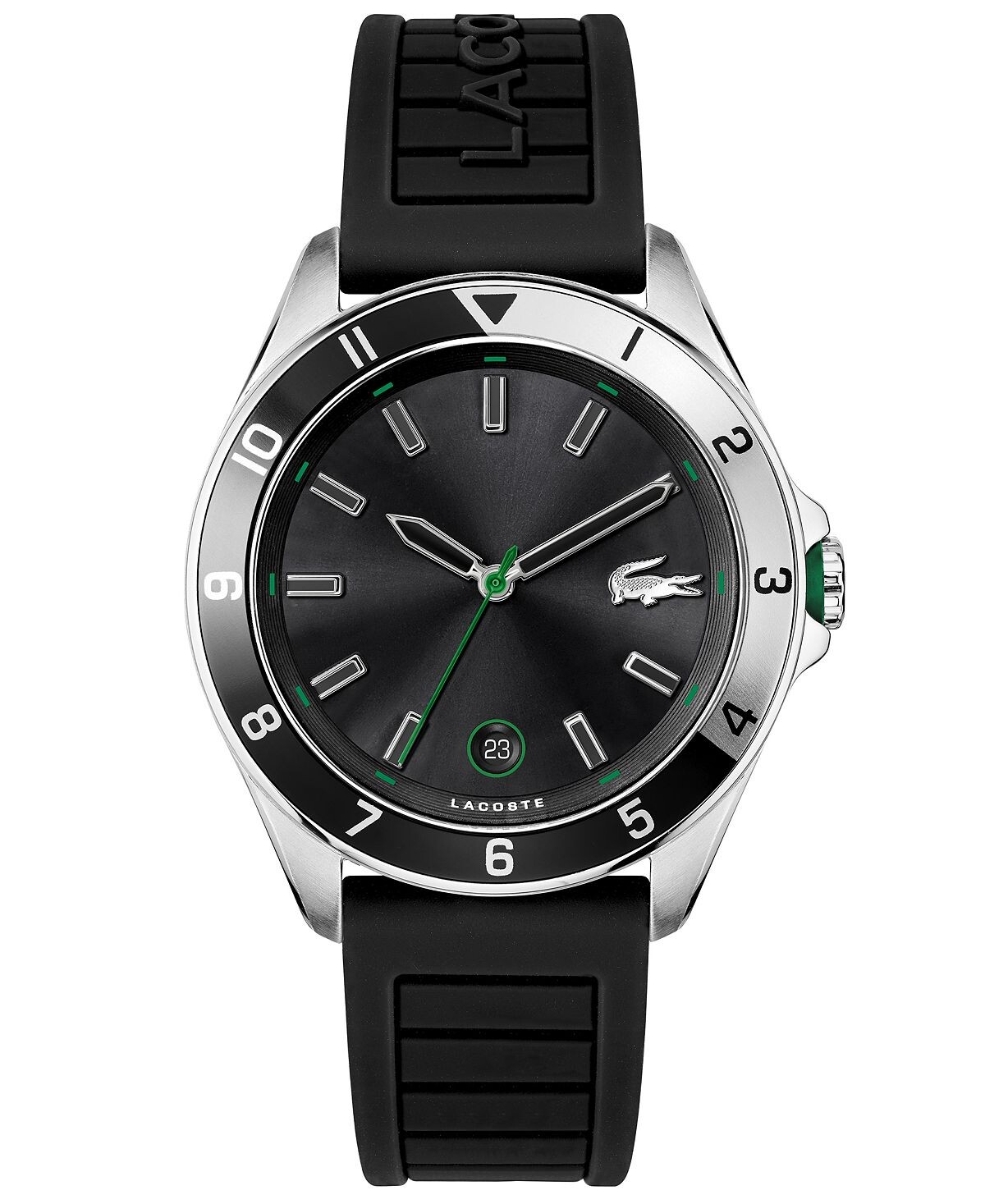 

Мужские часы тай-брейк, черный силиконовый ремешок, 42 мм Lacoste