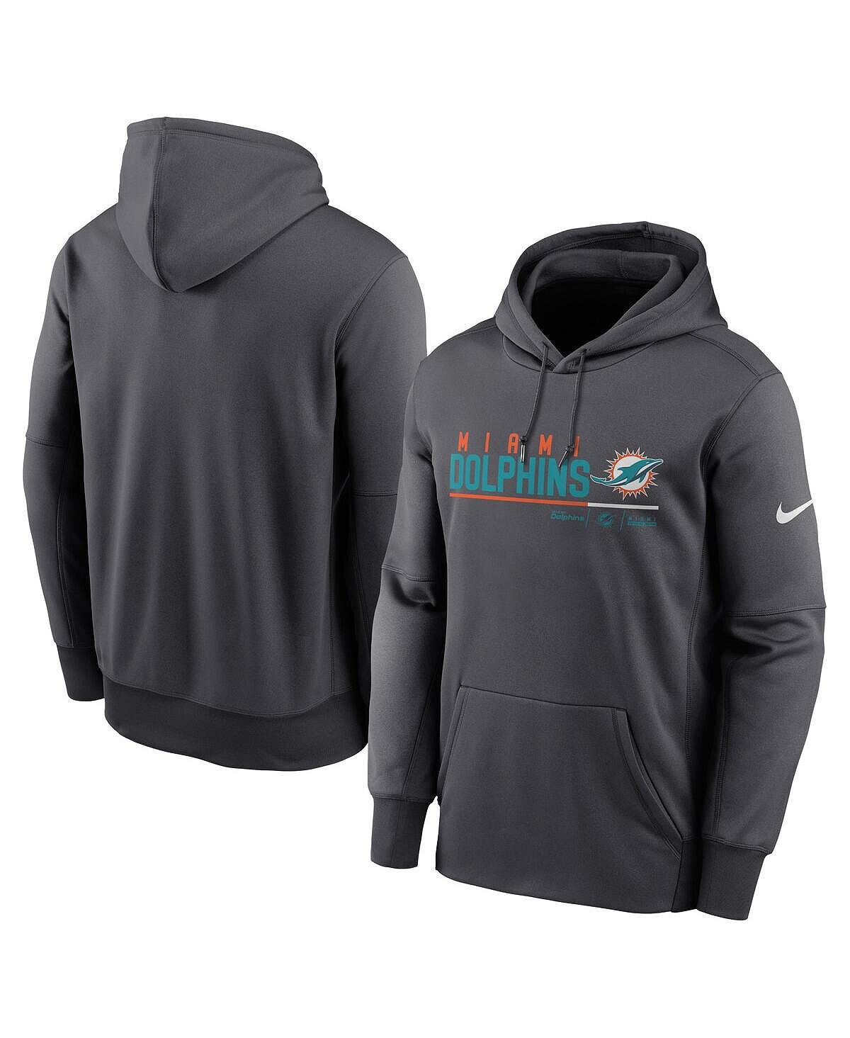 

Мужской пуловер с капюшоном и логотипом Miami Dolphins Prime антрацитового цвета Nike