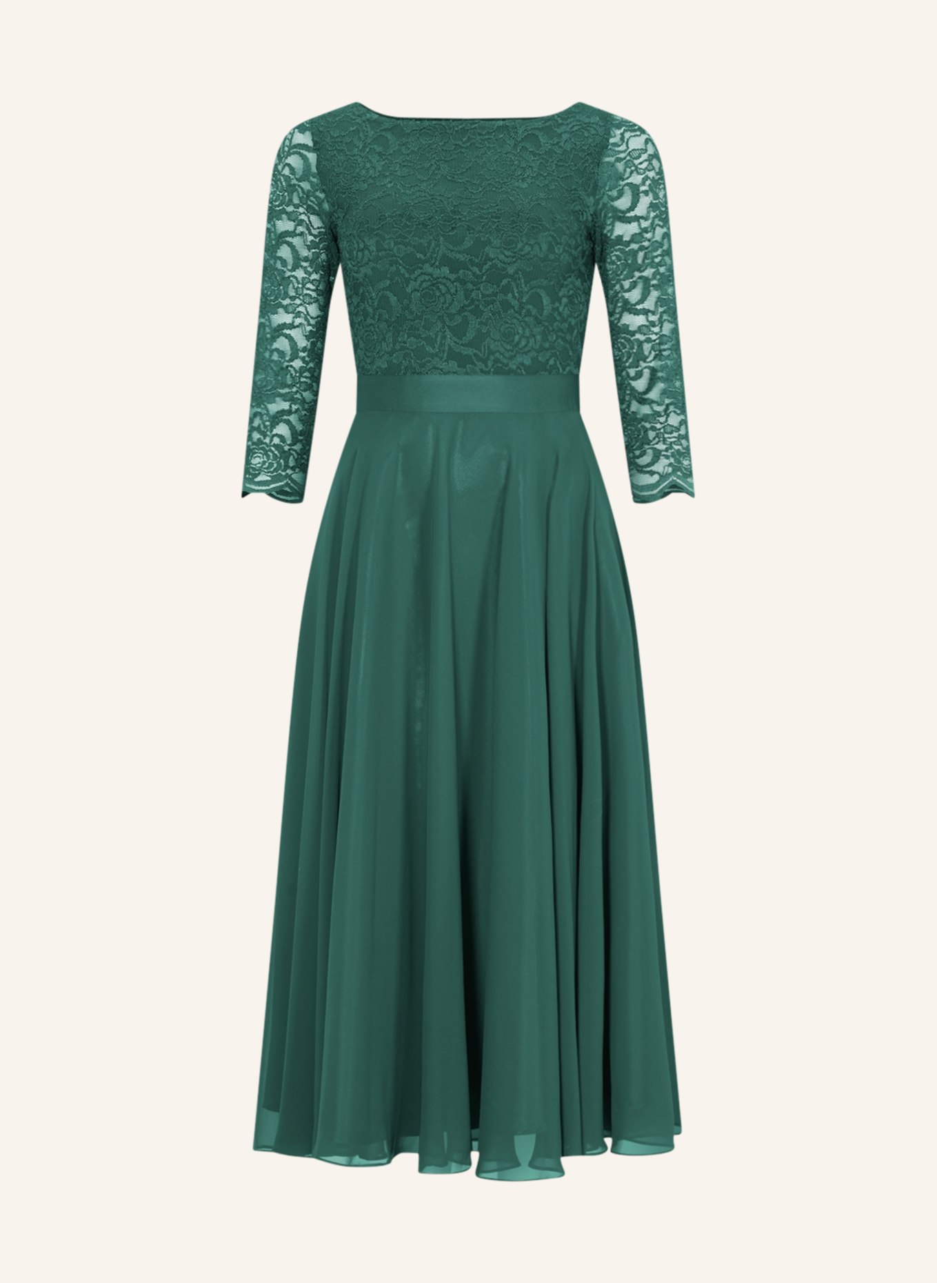 цена Платье SWING mit Spitzenbesatz, зеленый
