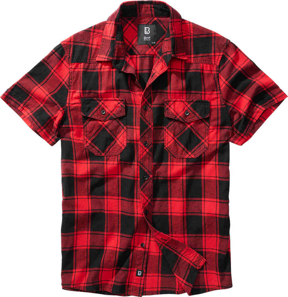 Рубашка в клетку с коротким рукавом Brandit, красный/черный фото
