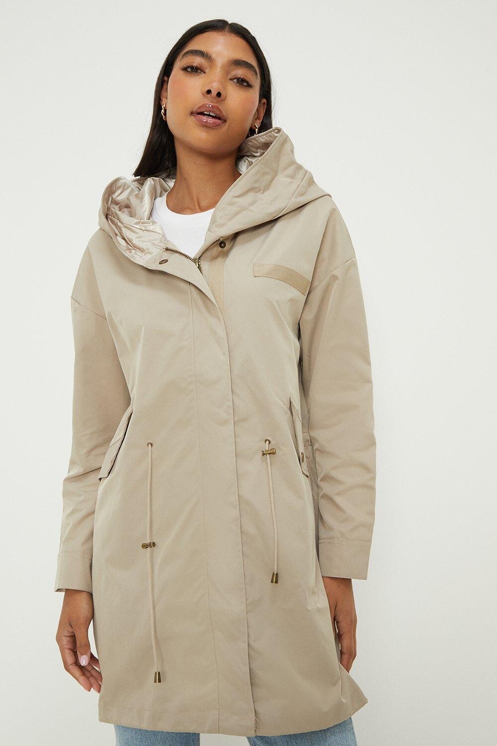 

Рэйнмак с капюшоном Dorothy Perkins, бежевый