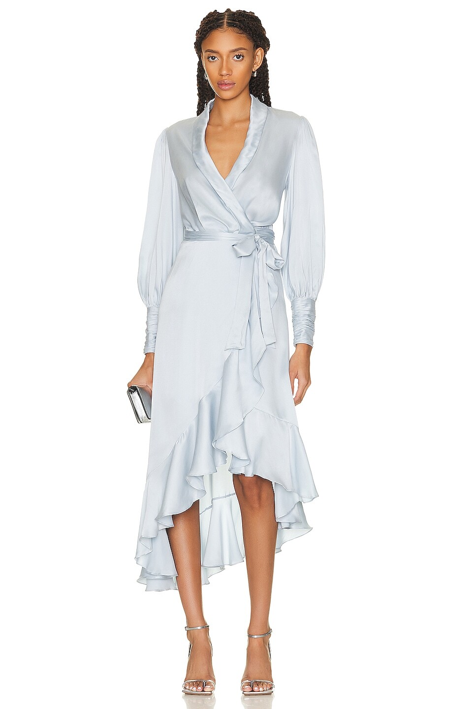 

Платье миди Zimmermann Silk Wrap, цвет Sky