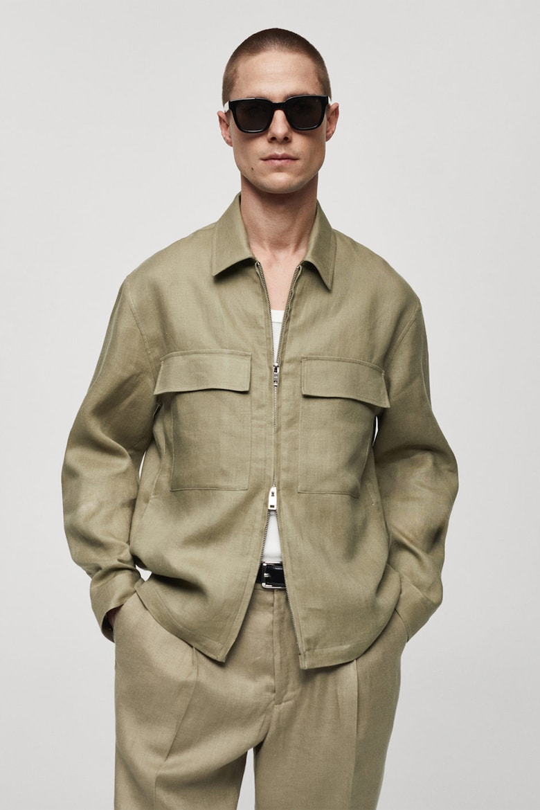 Льняная куртка-рубашка Arturo Mango, зеленый