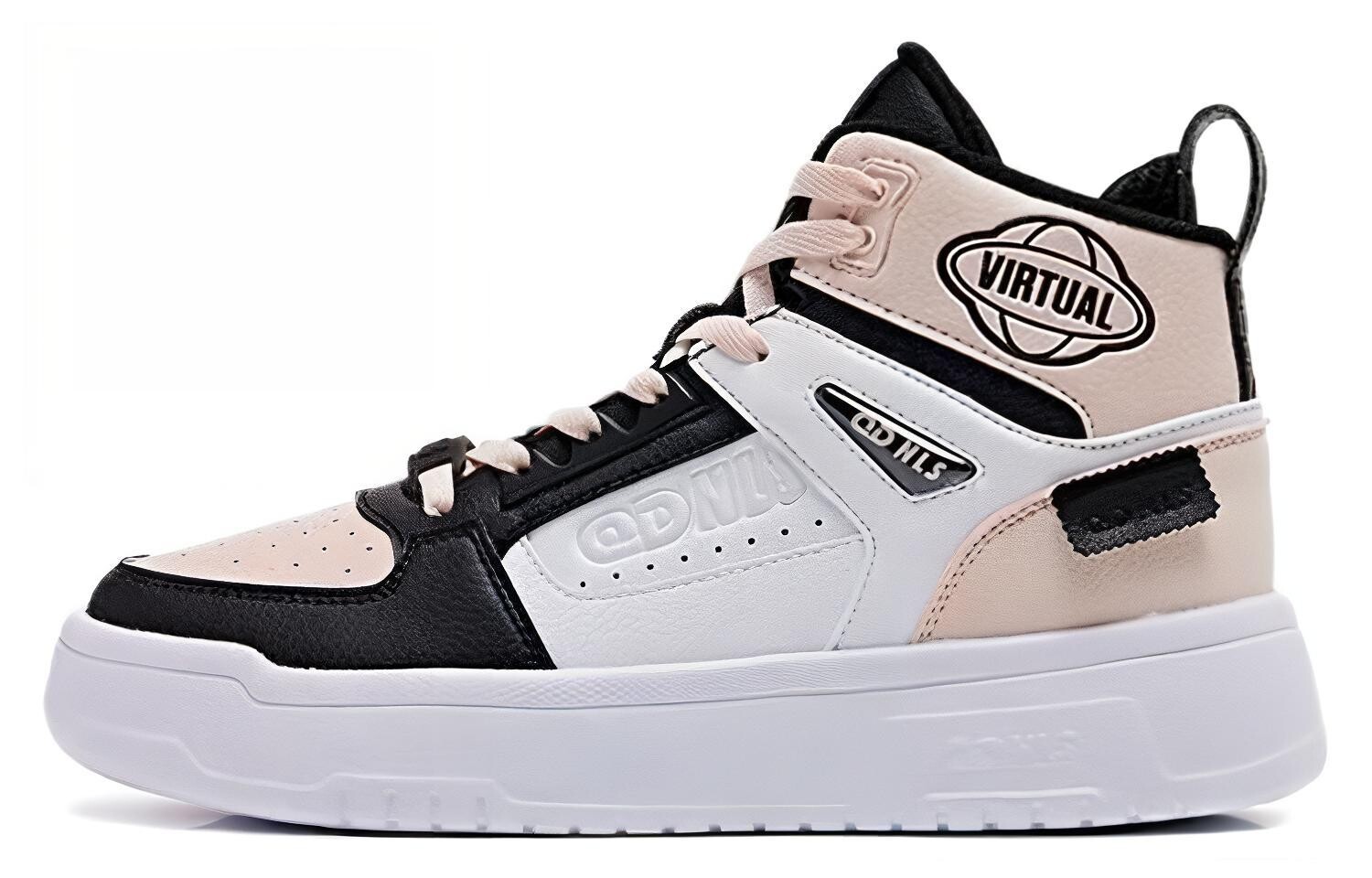 

Кроссовки QIAODAN Skateboarding Shoes Women's High-top Black Seashell Powder, черный
