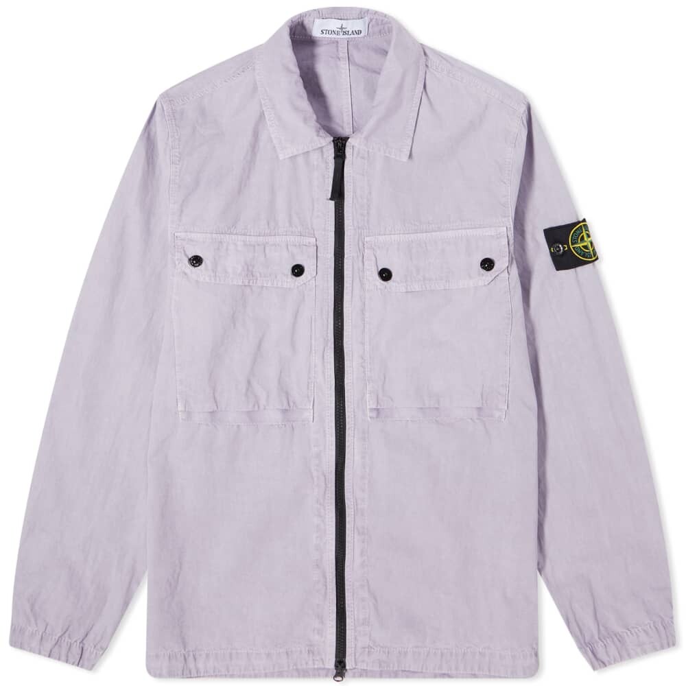 

Окрашенная в одежде рубашка Stone Island с двумя карманами и молнией