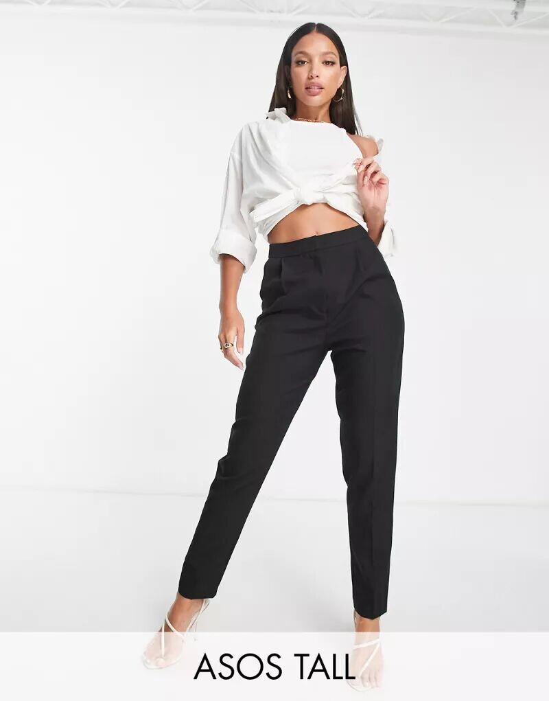 Черные брюки узкого кроя ASOS Tall