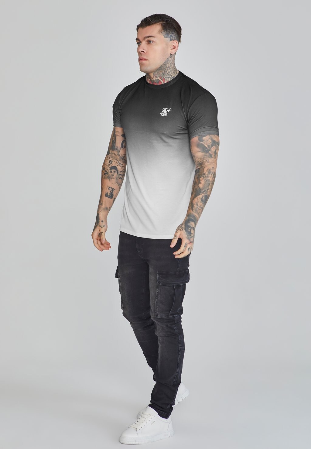 

Футболка с набивным рисунком SIKSILK, черная, серая