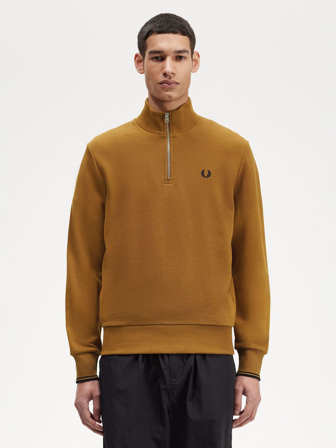 

Толстовка на молнии до половины Fred Perry, темная карамель