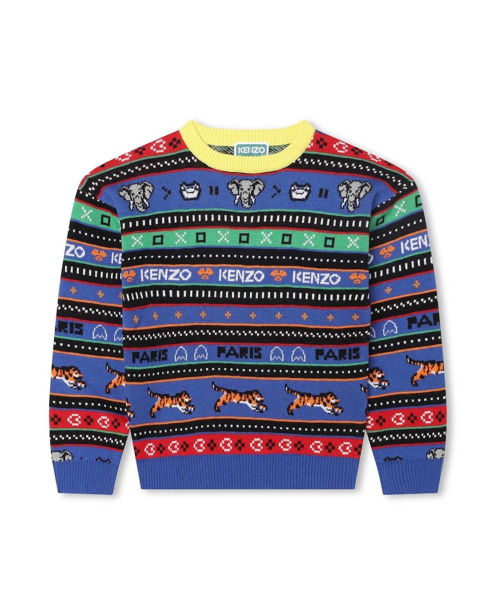 

Свитер для мальчика с жаккардом и круглым вырезом Kenzo, индиго