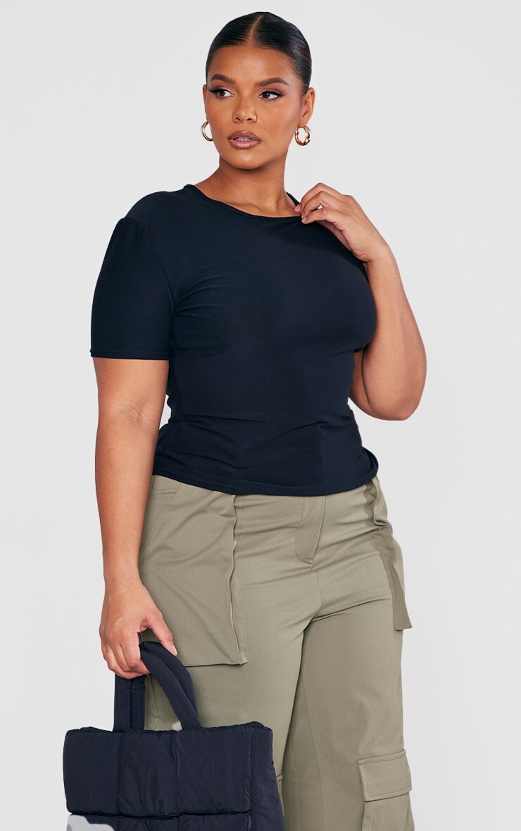 

PrettyLittleThing Черный топ Soft Touch с короткими рукавами Plus