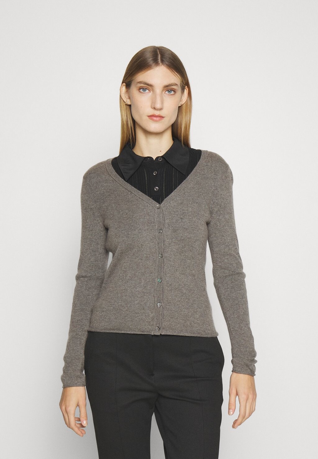 

Кардиган V-образный вырез FTC Cashmere, серо-коричневый