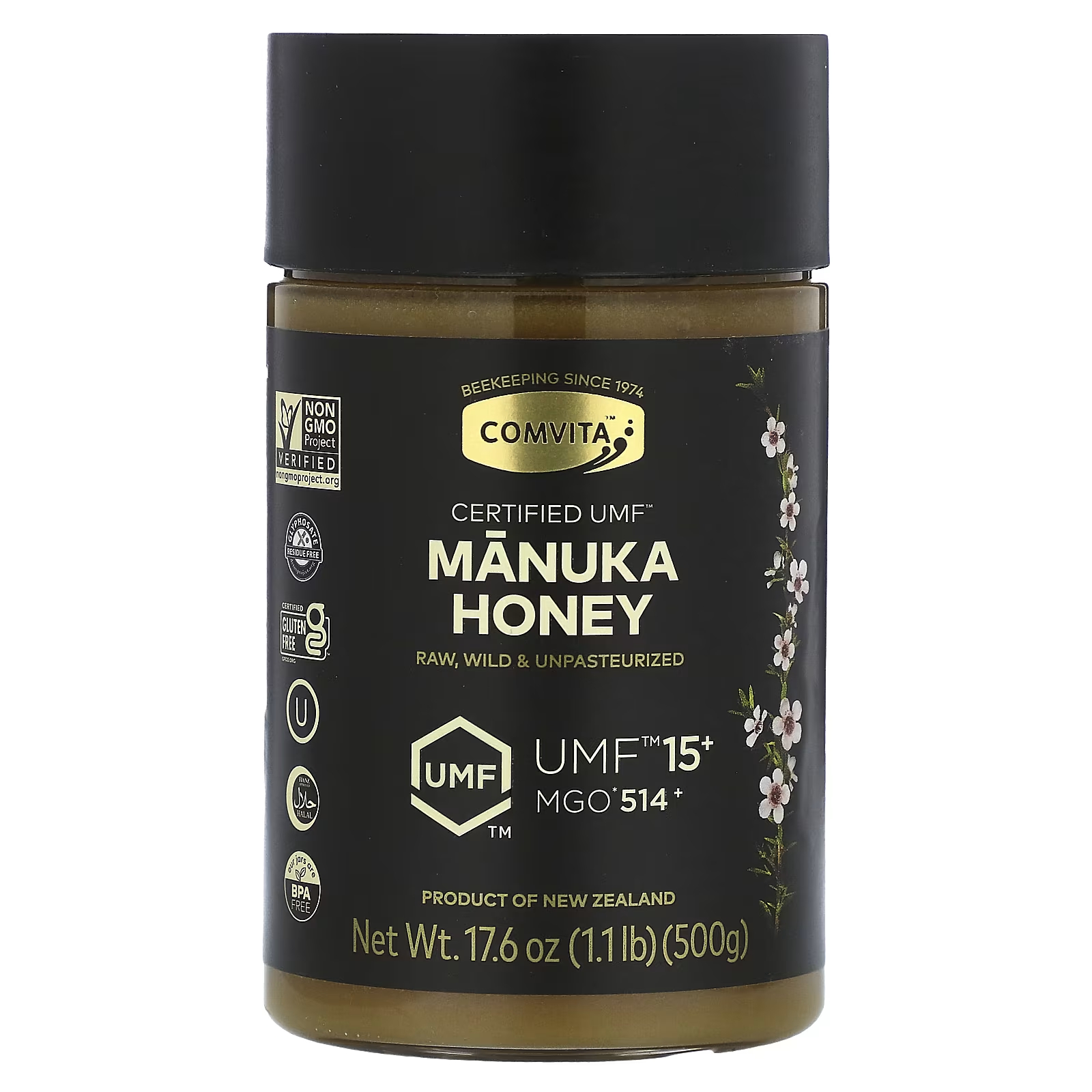 цена Comvita Raw Manuka Honey, сертифицированный UMF 15+ (MGO 514+), 17,6 унций (500 г)