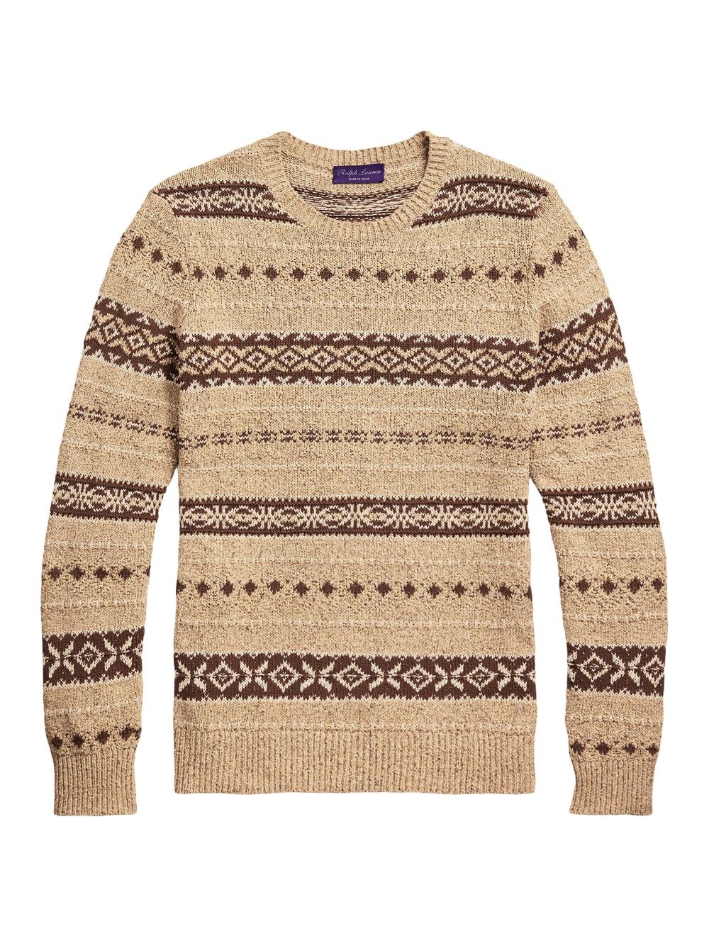 

Шелковый жаккардовый свитер Fair Isle Ralph Lauren Purple Label, коричневый