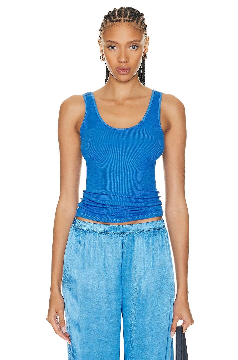 Топ Enza Costa Stretch Silk Knit Tank, цвет Pool Blue