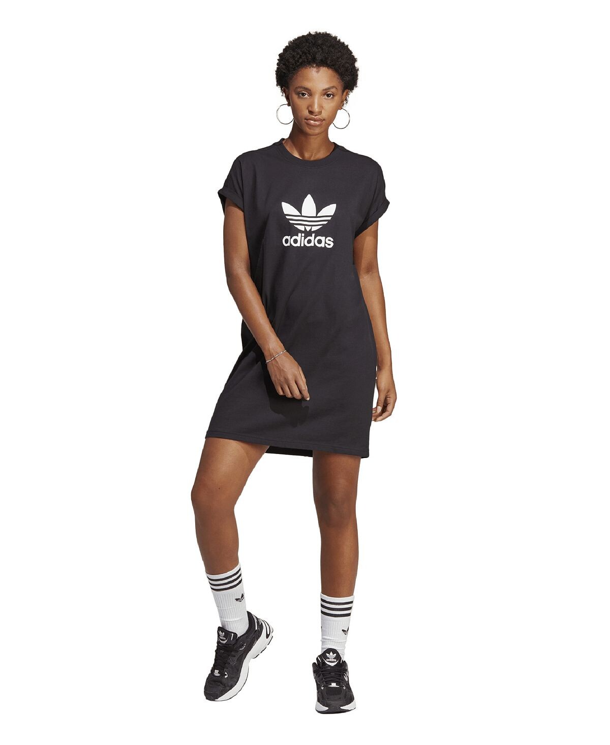 

Женское платье-футболка с трилистником Adicolor Classics adidas, черный