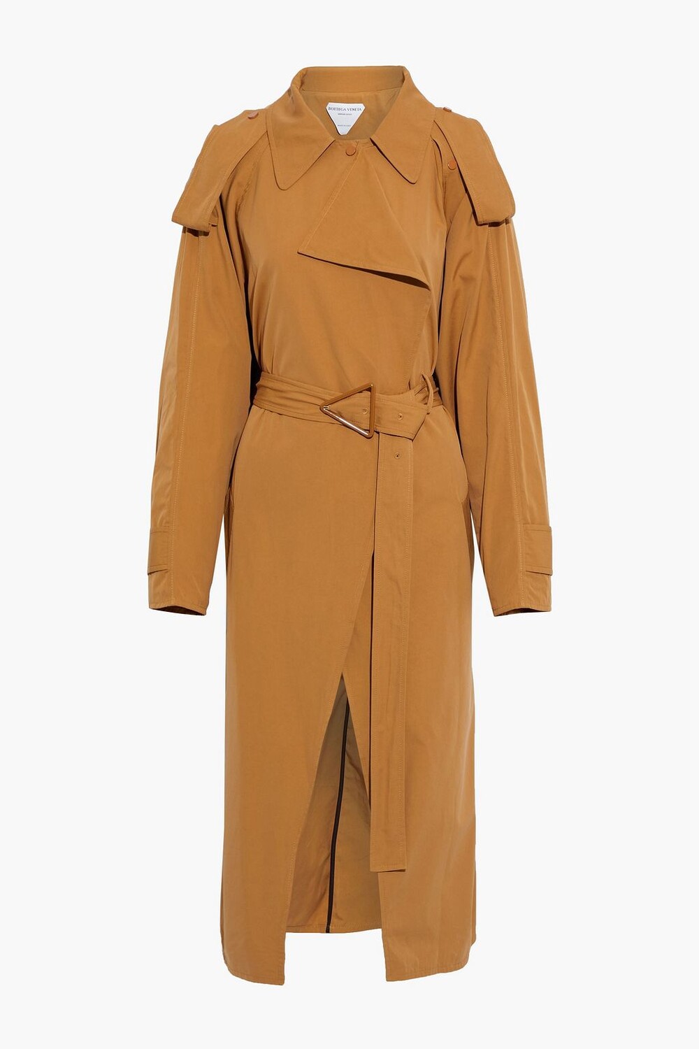 

Платье миди из хлопковой ткани с поясом BOTTEGA VENETA, кэмел
