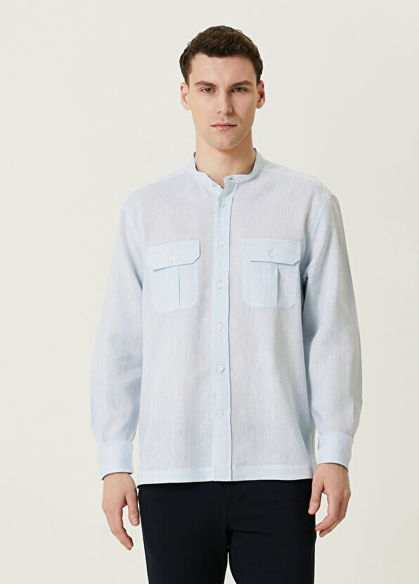 

Льняная рубашка Corneliani, голубой