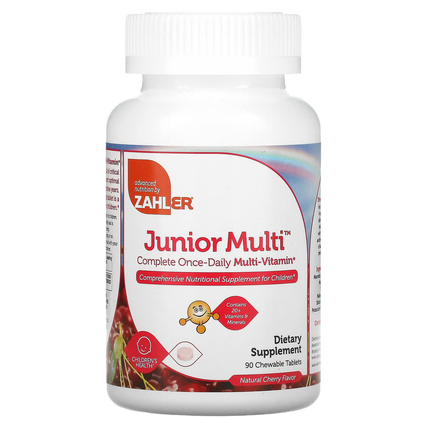 

Junior Multi, комплексный мультивитамин для приема по 1 таблетке в день, натуральный вишневый вкус, 90 жевательных таблеток, Zahler