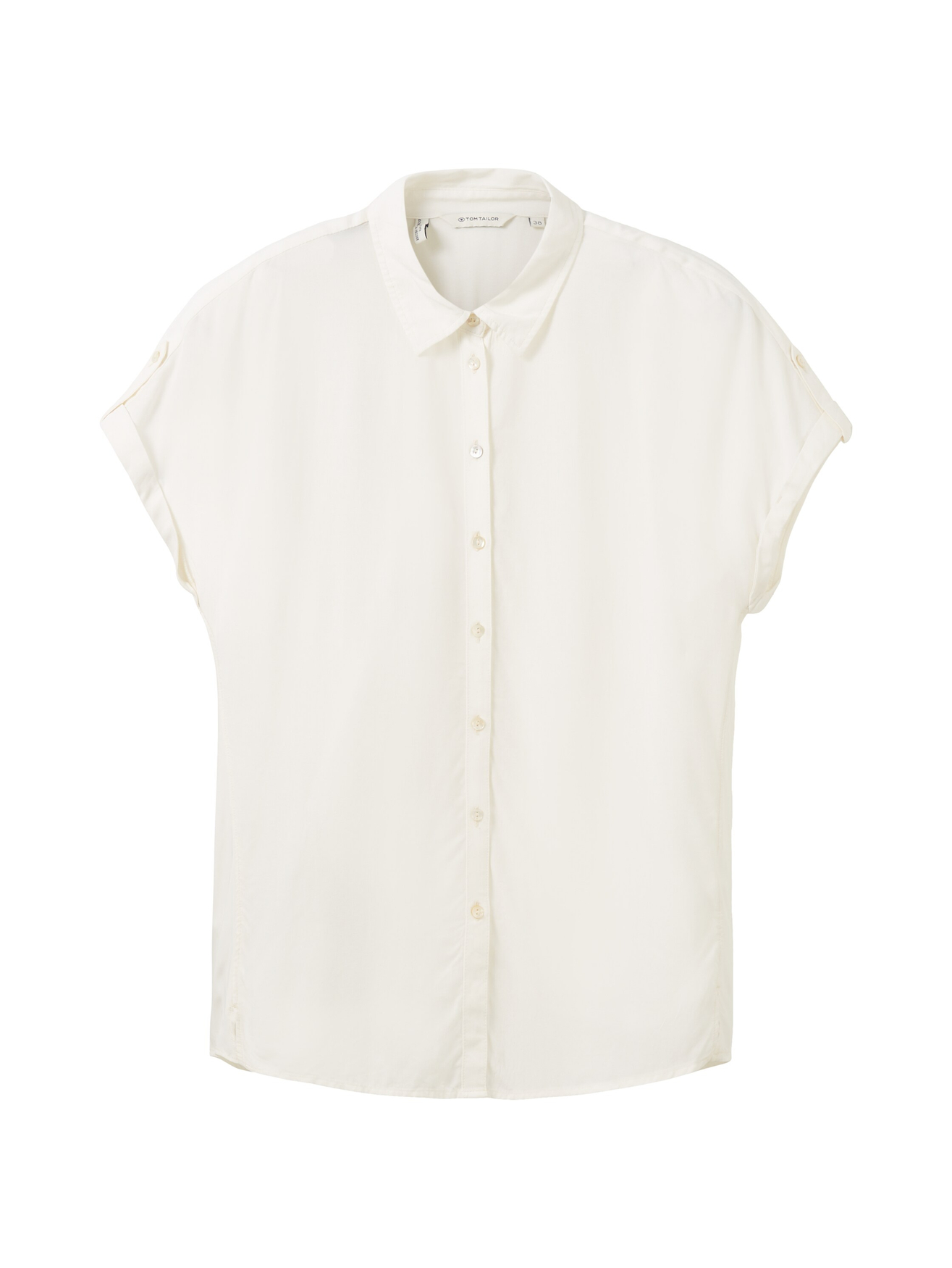 Блуза Tom Tailor Lockere Solid Kurzarm Kentkragen Hemd, белый