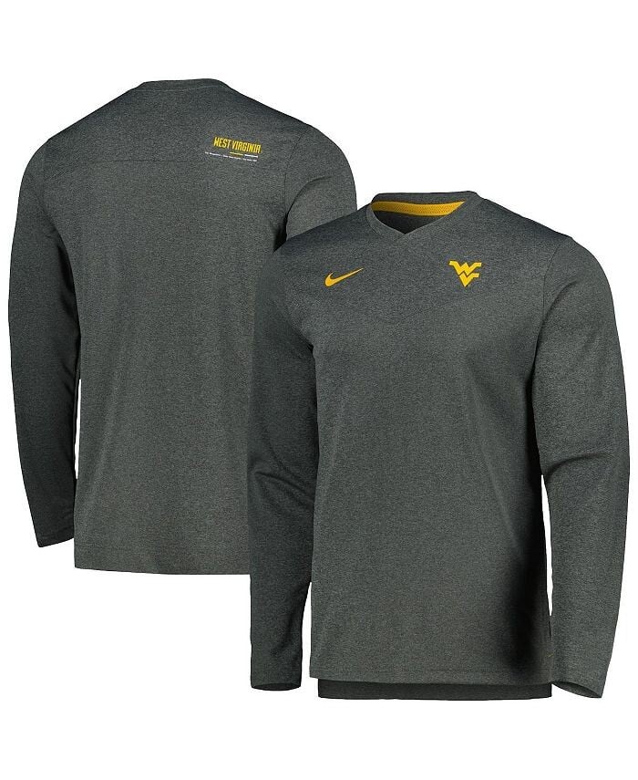 

Мужская футболка с длинным рукавом и v-образным вырезом Heather Charcoal West Virginia Mountaineers 2022 Coach Performance Nike, серый