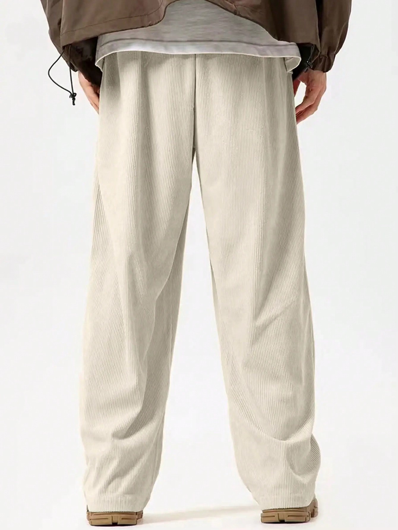 Мужские осенне-зимние вельветовые прямые свободные модные универсальные теплые повседневные брюки, абрикос цена и фото
