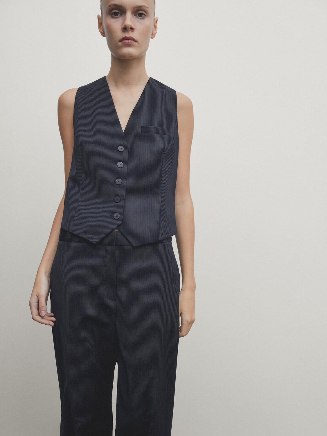 

Костюмный жилет в полоску Massimo Dutti, темно-синий