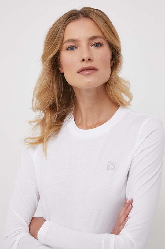

Хлопковый топ с длинными рукавами Calvin Klein Jeans, белый