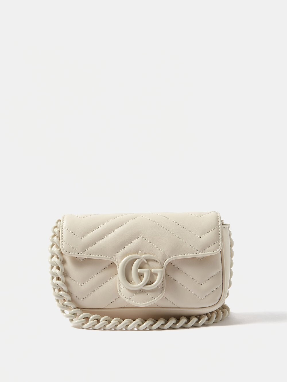 

Кожаная поясная сумка gg marmont Gucci, белый