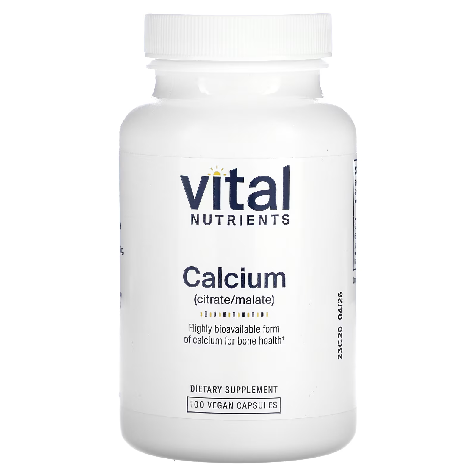 Кальций цитрат/малат Vital Nutrients, 100 капсул цитрат стронция vital nutrients 90 веганских капсул
