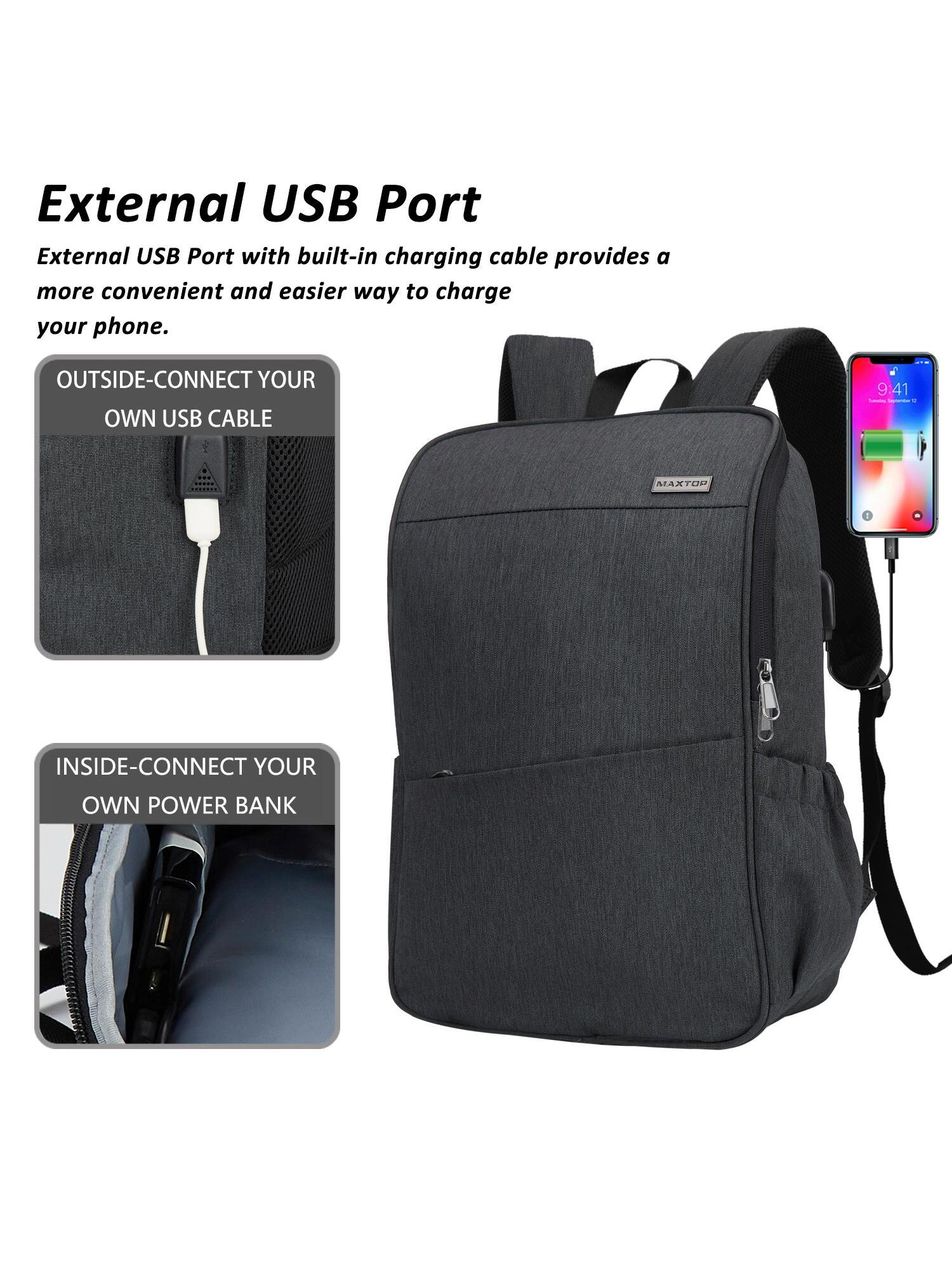 MAXTOP Рюкзак для ноутбука для студенческого компьютера с глубоким хранением и USB-портом для зарядки Подходит для 16-дюймового ноутбука, темно-серый школьный рюкзак для мальчиков и девочек водонепроницаемый с usb портом