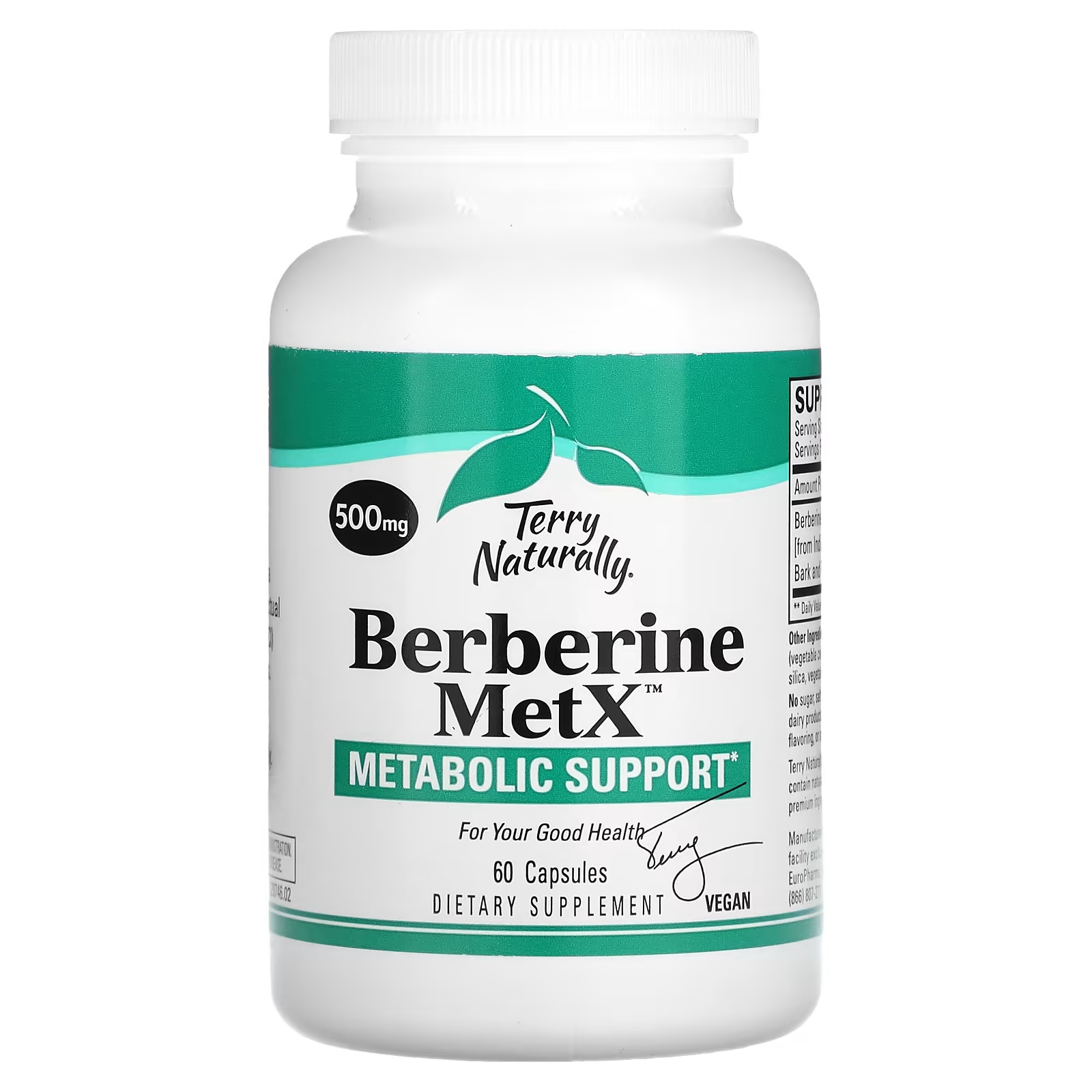 Берберин MetX Terry Naturally, 500 мг, 60 капсул пищевая добавка terry naturally berberine metx extra strength 60 капсул