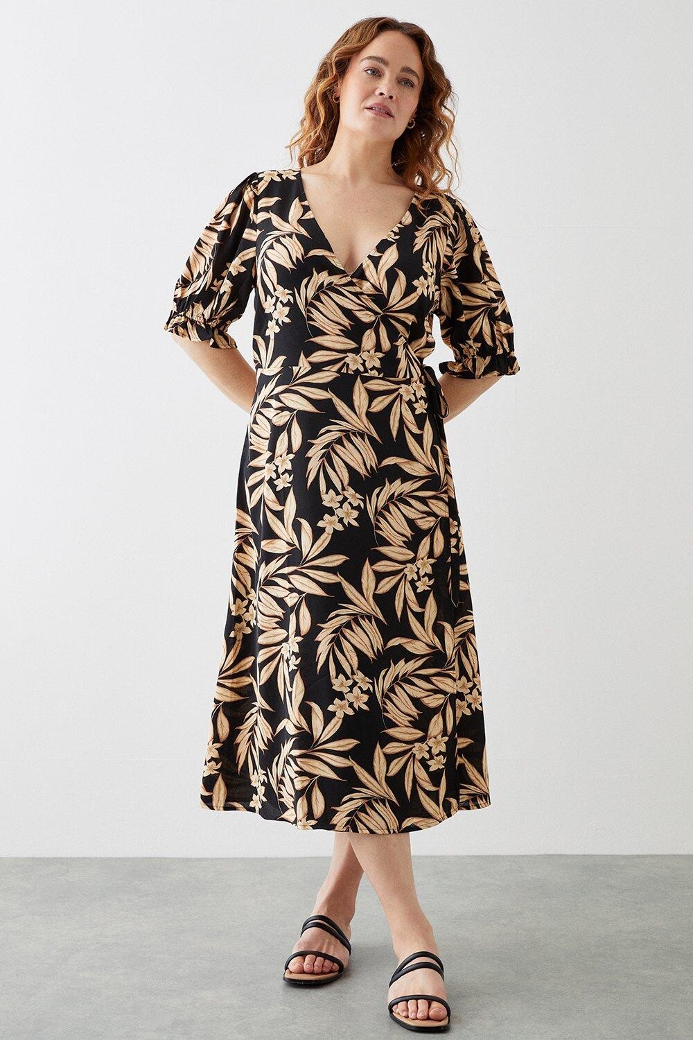 

Черное платье миди с запахом и запахом Curve Dorothy Perkins, черный