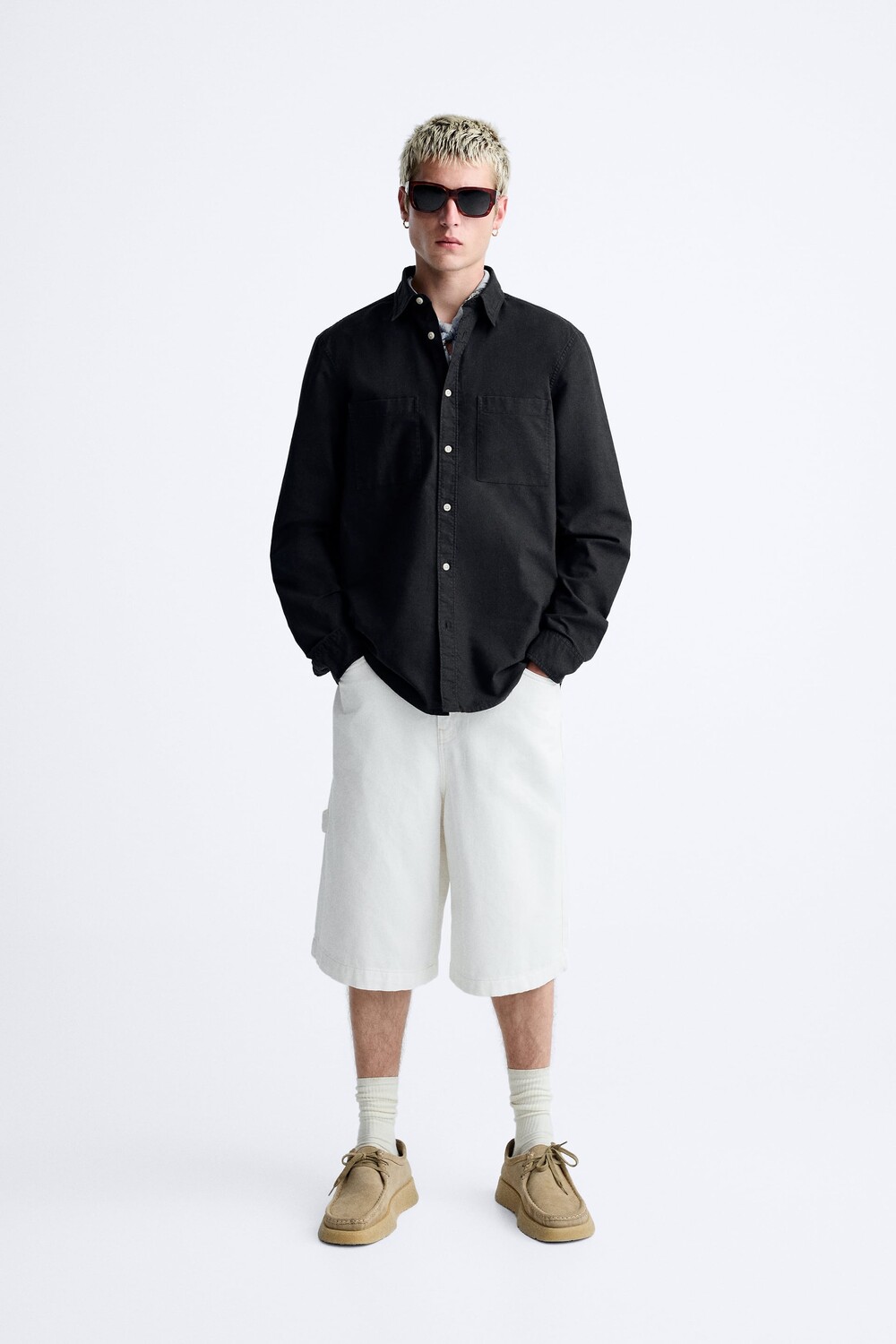 

Джинсовая рубашка Zara, черный