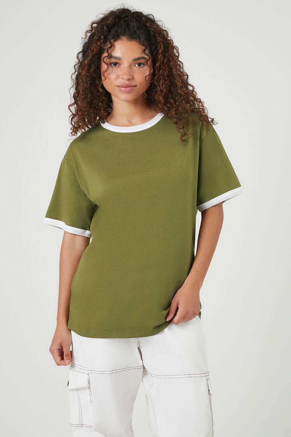 

Огромная футболка Ringer Forever 21, оливковый, Зеленый