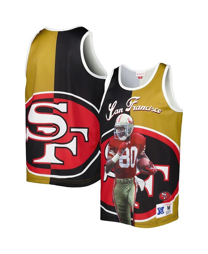 

Мужская майка с графическим рисунком Jerry Rice San Francisco 49ers, черная, золотистая Mitchell & Ness, черный