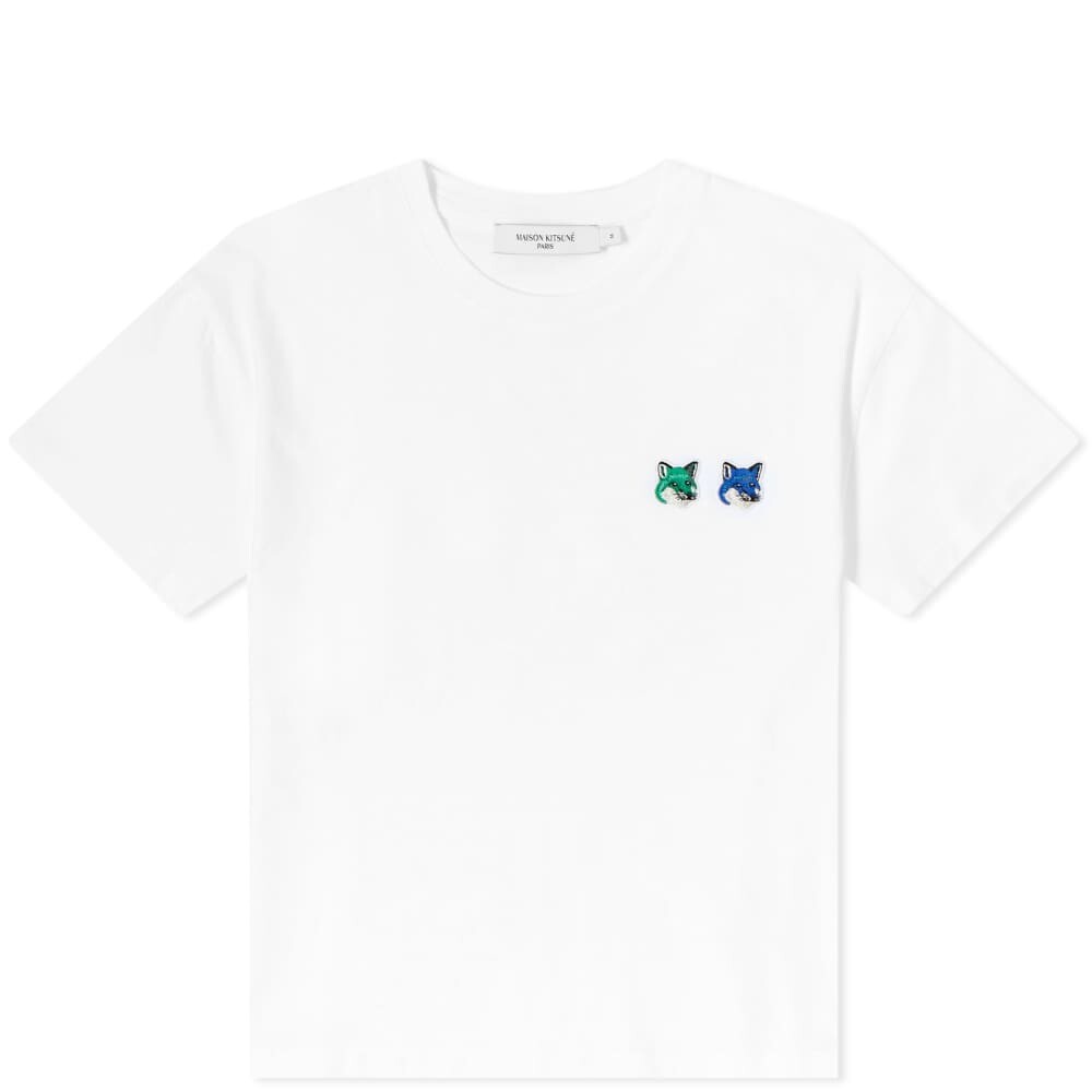 

Укороченная футболка Maison Kitsune Double Seasonal с нашивкой в ​​виде головы лисы, белый