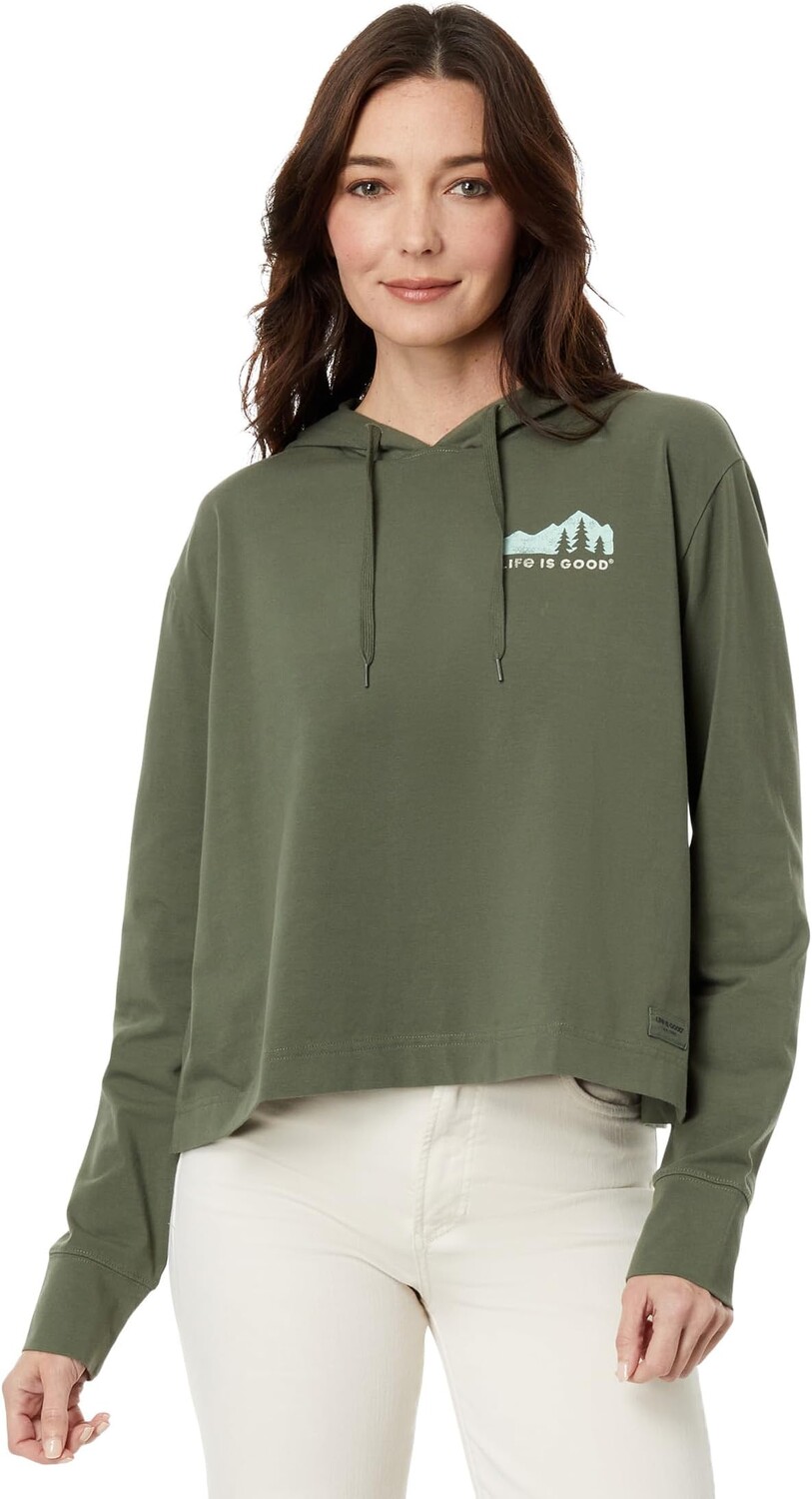 

Худи Life is Good Mountain Silhouette Crusher Flex Boxy Hoodie, цвет Dark Moss Green