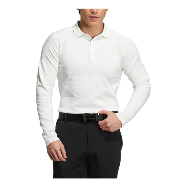 Футболка Men's adidas Solid Color Alphabet Printing Lapel Long Sleeves White Polo Shirt, белый