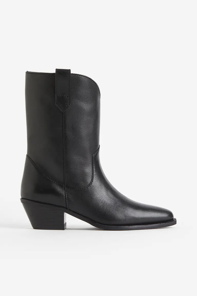 

Кожаные ковбойские сапоги H&M, черный