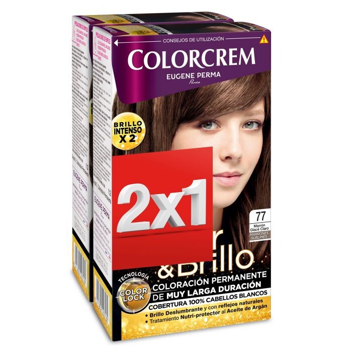 

Краска для волос Tintes Pack 2x1 Colorcrem, 77 Marrón Glace Claro