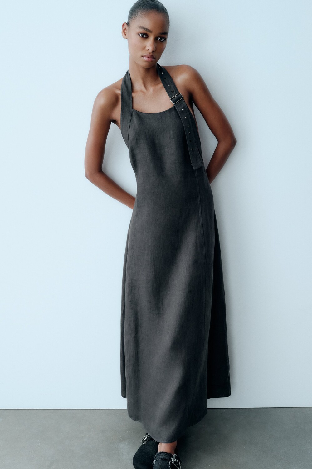 

Платье из льна Zara, серый