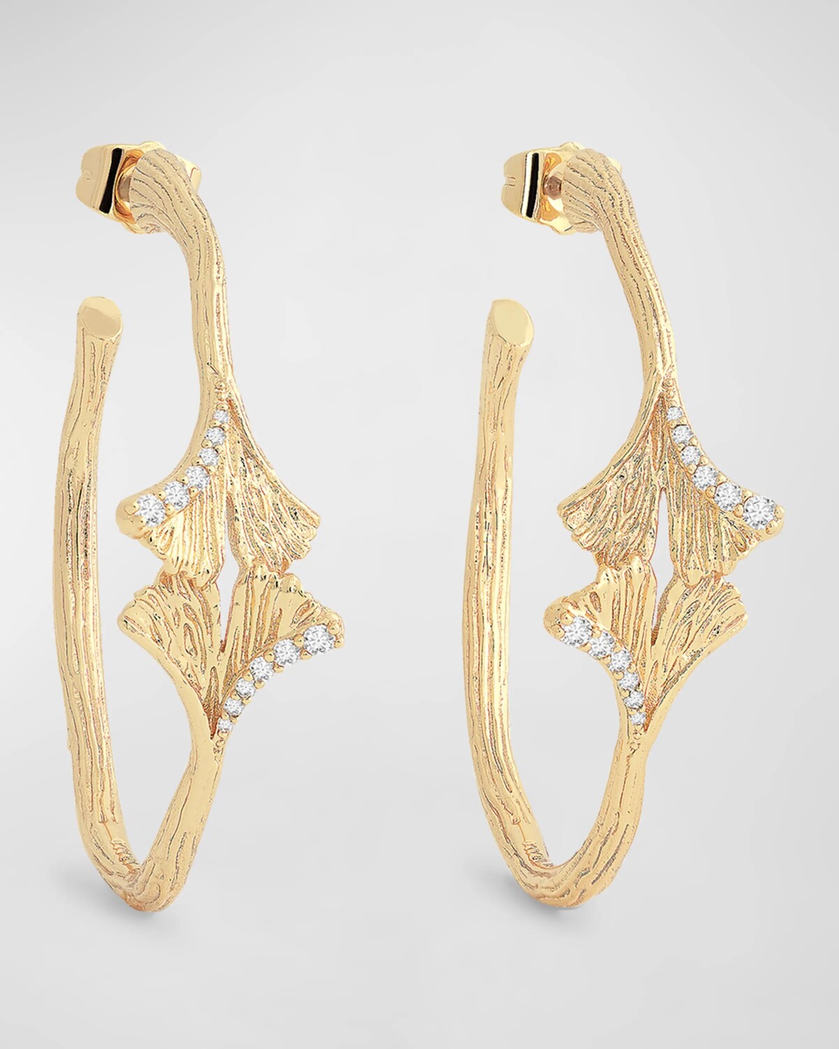 

Серьги-кольца с гинкго Anabel Aram Jewelry, цвет Gold