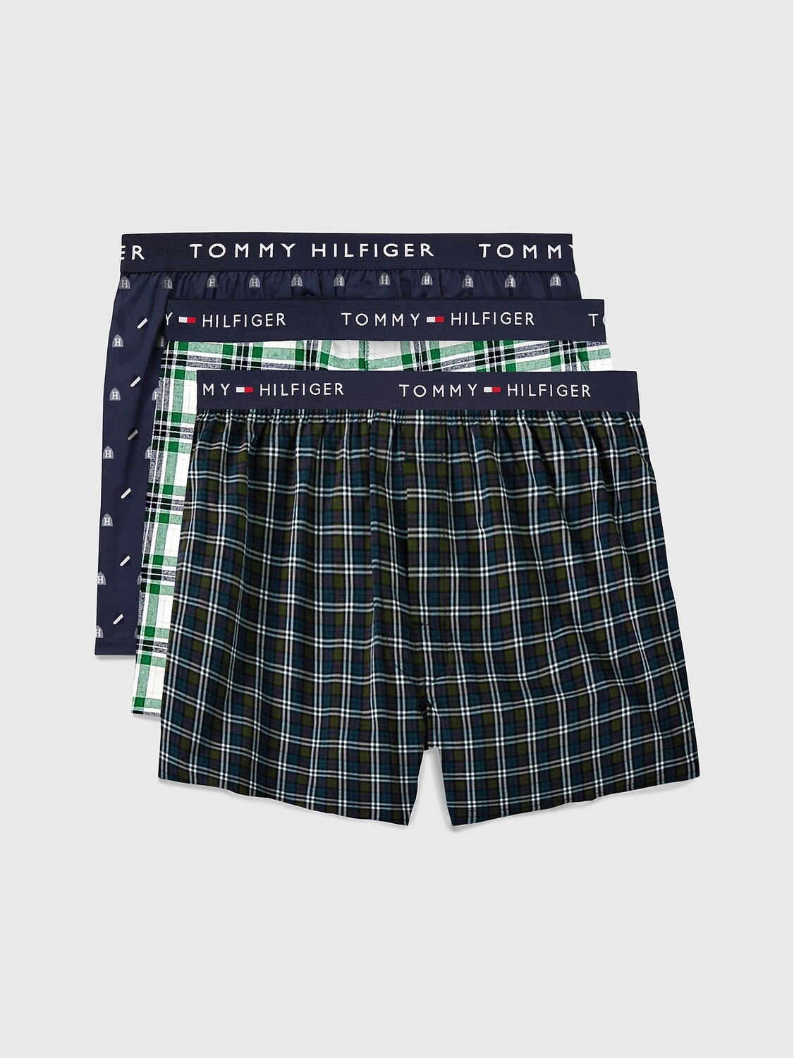 

Хлопковые классические узкие тканые боксеры 3 шт. Tommy Hilfiger