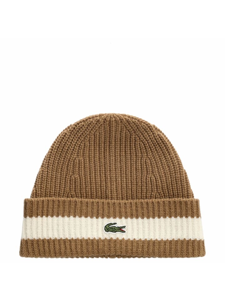 

Шапка Lacoste Unisex aus gerippter Wolle, цвет marron/blanc